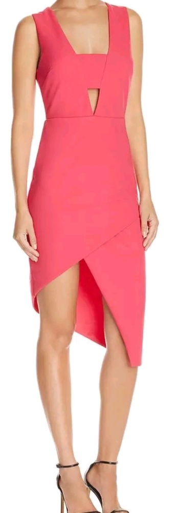 Pink keyhole Dress Asymmetrical Hem